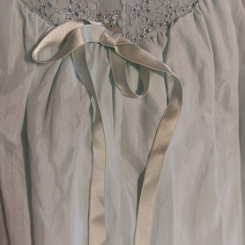 VTG Sears Womens 36 38 Nightgown Lgt Blue Floral Lace Sheath Dress Grannycore - Picture 6 of 8